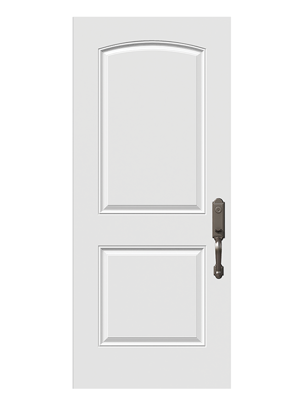 Novatech 2-Panel Camber Top steel entry door installed by Perla Windows and Doors, Vaughan and GTA